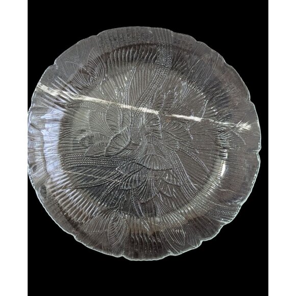 Vintage Arcoroc Fleur Clear Glass Salad Plates Set Of 5 Textured Floral Design - Picture 3 of 6